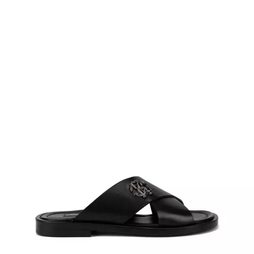 Roberto Cavalli Papuci piele negri bărbați - Pepina.ro Roberto Cavalli Papuci piele negri bărbați