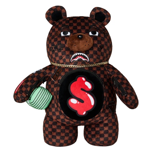 SPRAYGROUND Rucsac SHARKS IN PARIS WTF BUBBLE BROWN CHECK MONEYBEAR