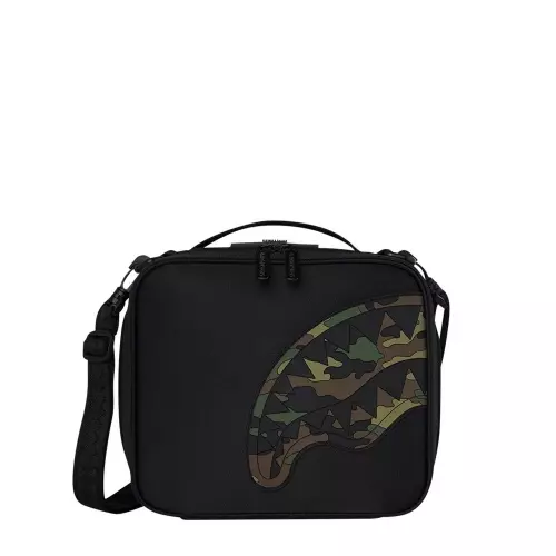 SPRAYGROUND Cutie de prânz SHARK CENTRAL BLACK NYLON CAMO EMBOSSED SHARK - Pepina.ro SPRAYGROUND Cutie de prânz SHARK CENTRAL BLACK NYLON CAMO EMBOSSED SHARK