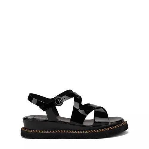 Luca Grossi Sandale damă negre lăcuite