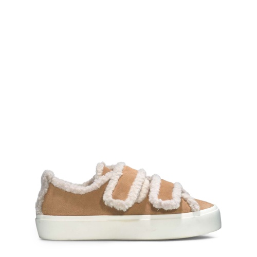 INUIKII Pantofi damă bej Shearling Low Velcro