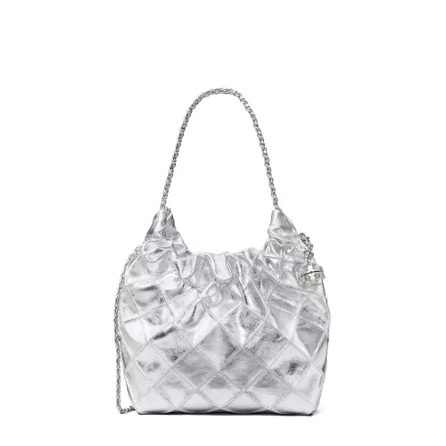 TORY BURCH Geantă damă argintie hobo MINI FLEMING