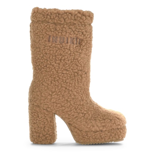 INUIKII Cizme damă din blană Curly High Heel