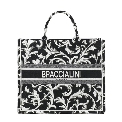 Braccialini Geantă damă neagră cu broderie Queen - Pepina.ro Braccialini Geantă damă neagră cu broderie Queen