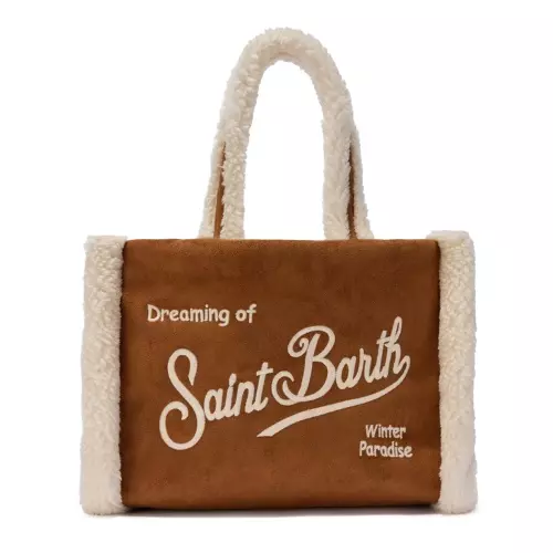 SAINT BARTH Geantă damă maro Colette Shearling