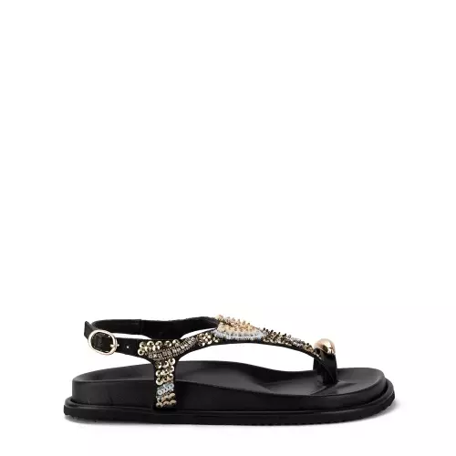 TOSCA BLU Sandale damă negre cu mărgele - Pepina.ro TOSCA BLU Sandale damă negre cu mărgele