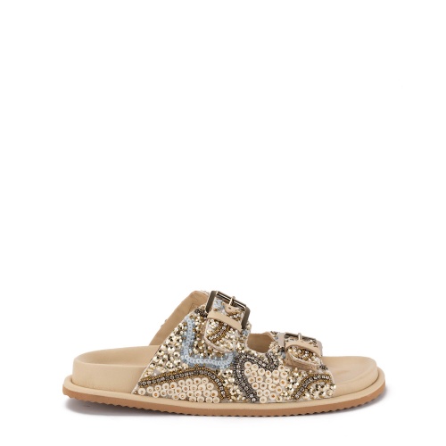 TOSCA BLU Papuci bej damă cu mărgele - Pepina.ro TOSCA BLU Papuci bej damă cu mărgele