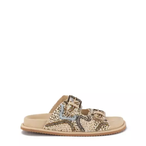 TOSCA BLU Papuci bej damă cu mărgele - Pepina.ro TOSCA BLU Papuci bej damă cu mărgele