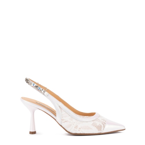 Marino Fabiani Pantofi damă albi cu dantelă