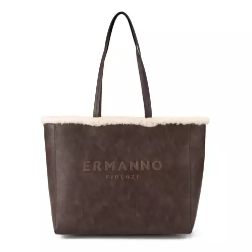 Ermanno Scervino Geantă damă maro cu blană