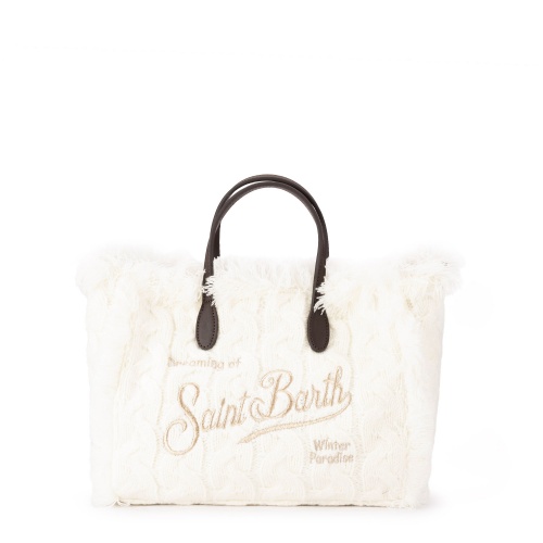 SAINT BARTH Geantă damă tricotată albă