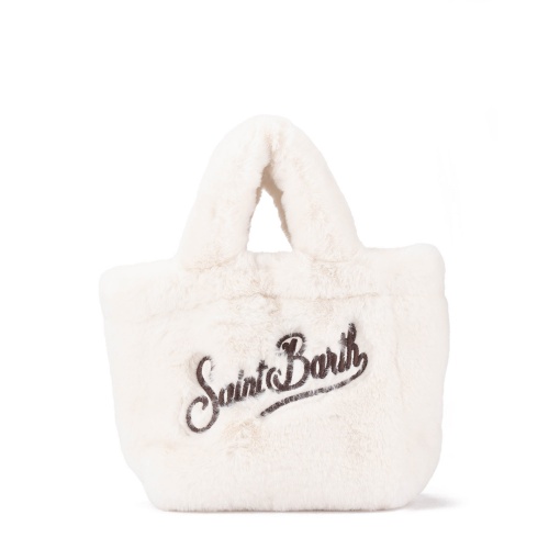 SAINT BARTH Geantă albă damă Vanity mini soft fur - Pepina.ro SAINT BARTH Geantă albă damă Vanity mini soft fur