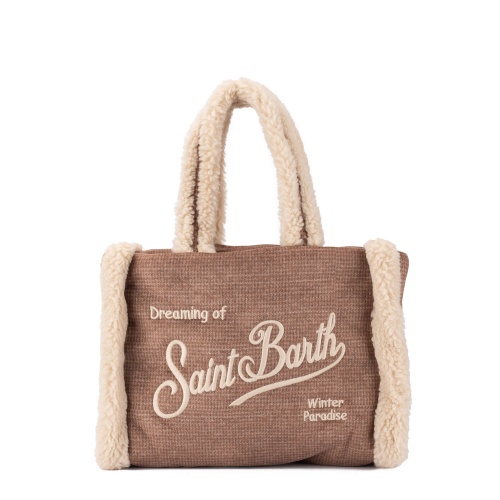 SAINT BARTH Geantă maro de damă Colette shearling