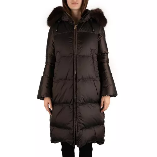 Cesare Casadei Geacă damă cu puf, maro, cu glugă - Pepina.ro Cesare Casadei Geacă damă cu puf, maro, cu glugă