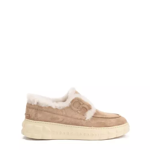 Cesare Casadei Pantofi damă bej cu blană