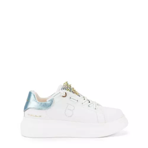 TOSCA BLU Pantofi sport damă albi cu perle