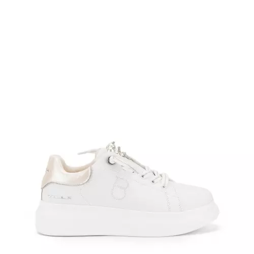 TOSCA BLU Pantofi sport damă albi cu perle