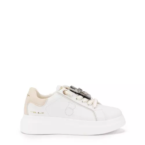 TOSCA BLU Adidasi damă albi cu cățeluș