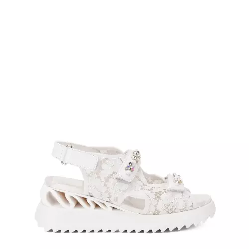 Le Silla Sandale damă albe cu dantelă Yui Wave