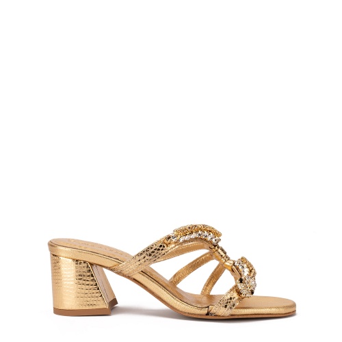 PAOLA FIORENZA Papuci damă aurii cu toc