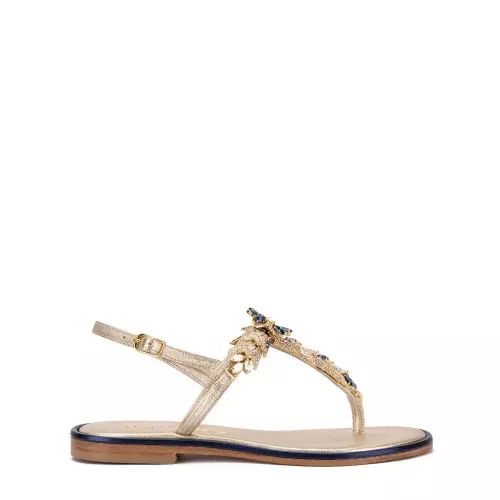 PAOLA FIORENZA Sandale damă aurii cu cristale