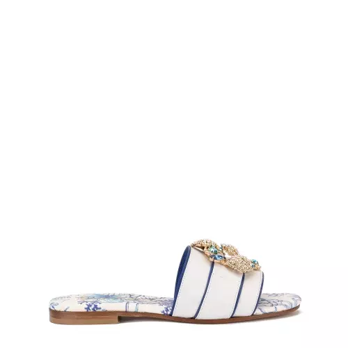 PAOLA FIORENZA Papuci albi damă cu cristale