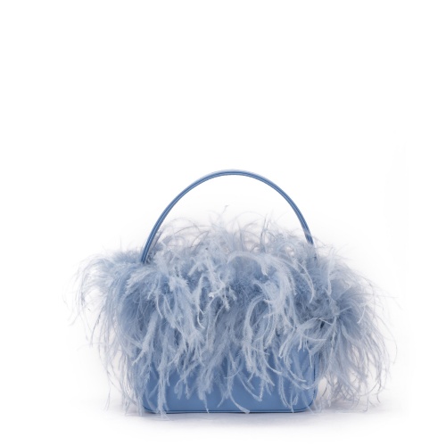 PAOLA FIORENZA Geantă damă albastră cu penaj
