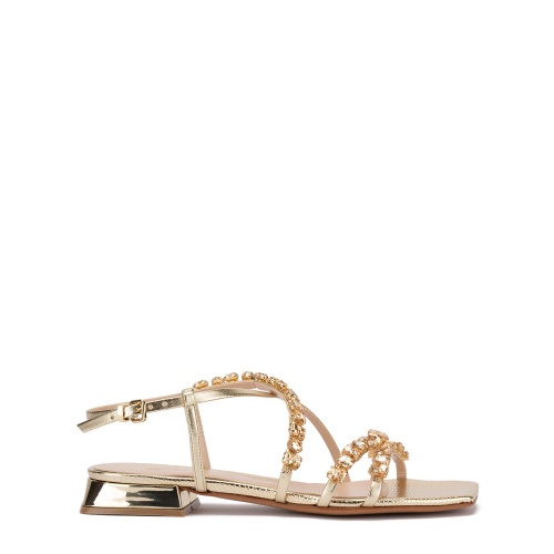 Albano Sandale damă aurii cu cristale - Pepina.ro Albano Sandale damă aurii cu cristale