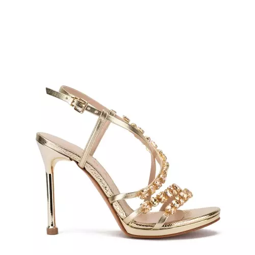 Albano Sandale damă aurii cu cristale - Pepina.ro Albano Sandale damă aurii cu cristale