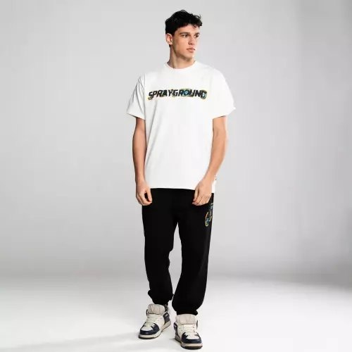 SPRAYGROUND Tricou bumbac bărbăți alb OXIDIZED SHARK