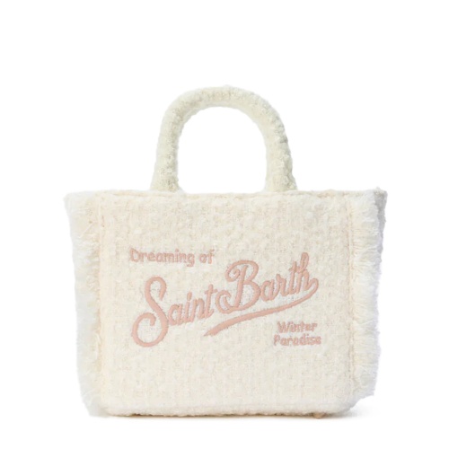 SAINT BARTH Geantă damă albă Vanity Tweed