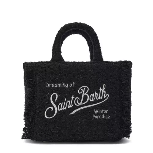 SAINT BARTH Geantă damă neagră Vanity Tweed