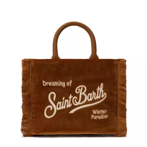 SAINT BARTH Geantă damă maro Vanity Tweed