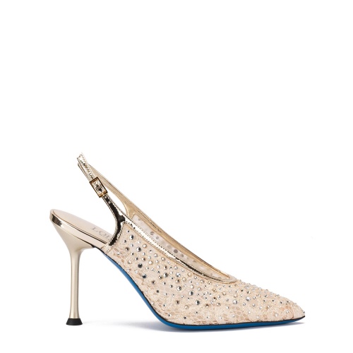 Loriblu Pantofi damă aurii cu cristale