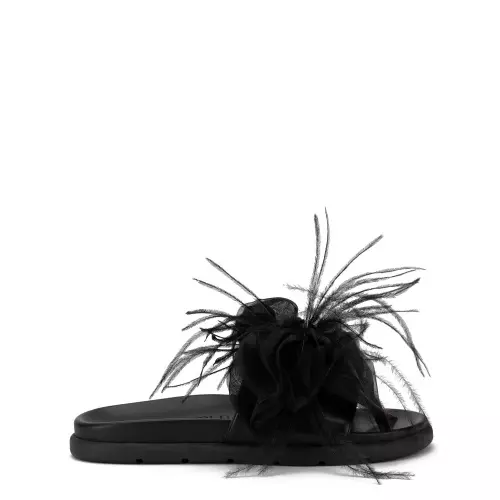 Loriblu Papuci damă negri cu pene - Pepina.ro Loriblu Papuci damă negri cu pene