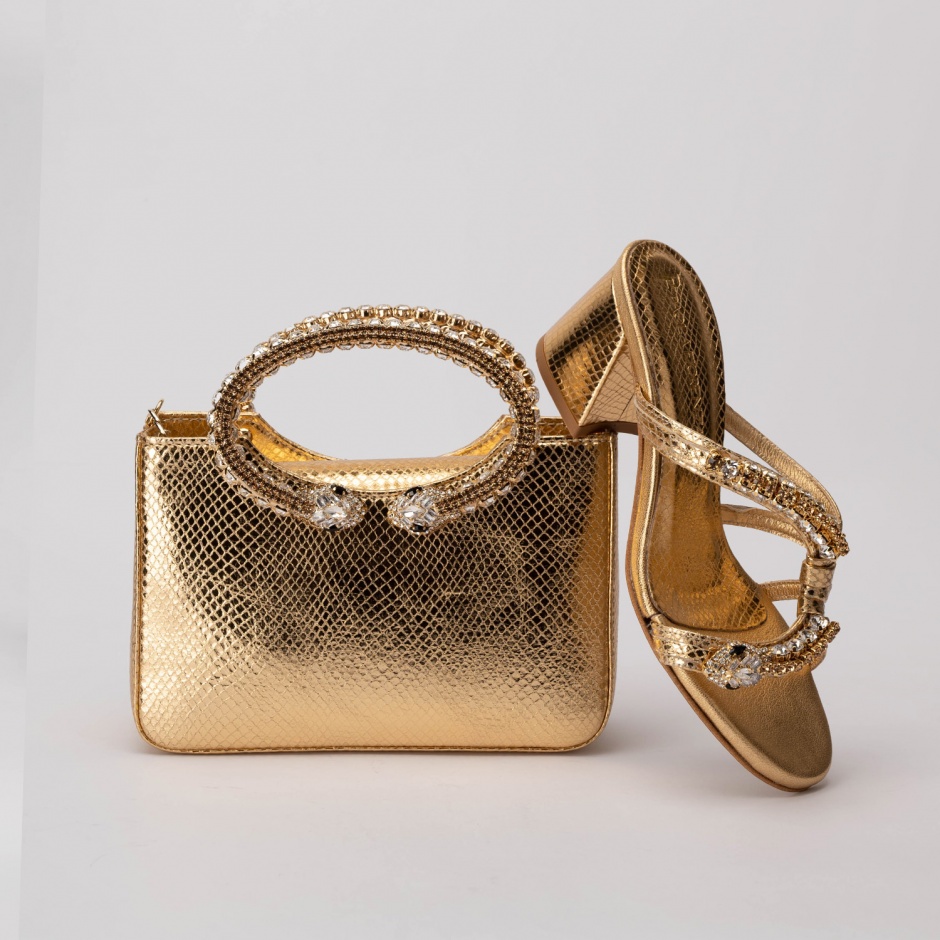 PAOLA FIORENZA Papuci damă aurii cu toc - vezi 6