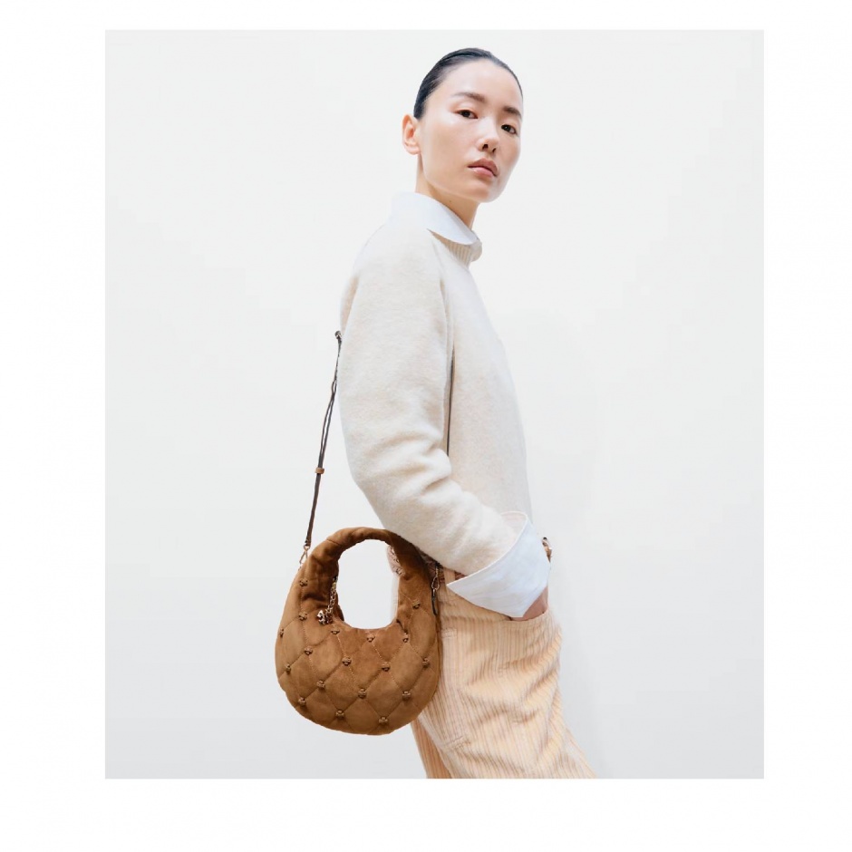 TORY BURCH Geantă damă maro BUNNY KNOT SUEDE - vezi 5