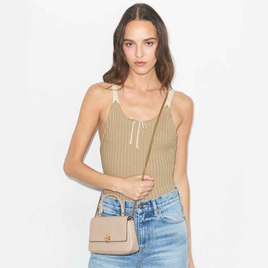 TORY BURCH Geantă damă bej Mini Charlie - vezi 3