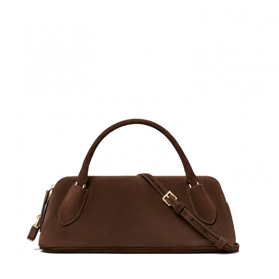 TORY BURCH Geantă damă maro LOCK SUEDE - vezi 1