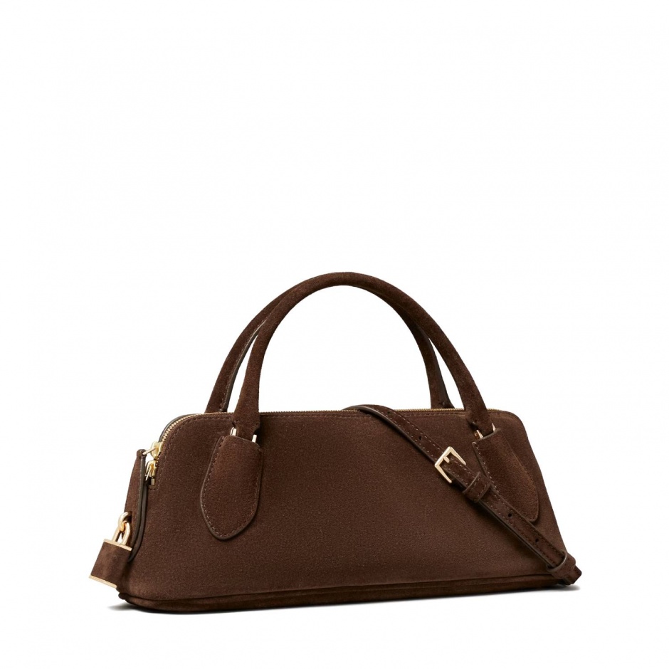 TORY BURCH Geantă damă maro LOCK SUEDE - vezi 2