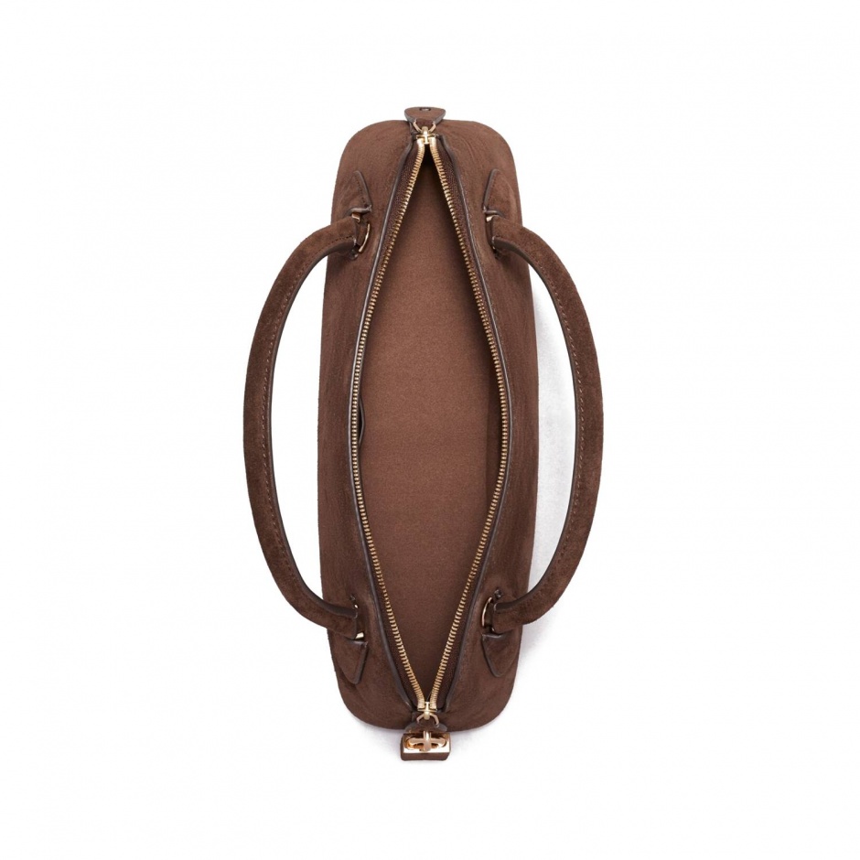 TORY BURCH Geantă damă maro LOCK SUEDE - vezi 4