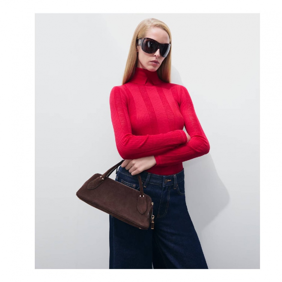 TORY BURCH Geantă damă maro LOCK SUEDE - vezi 5