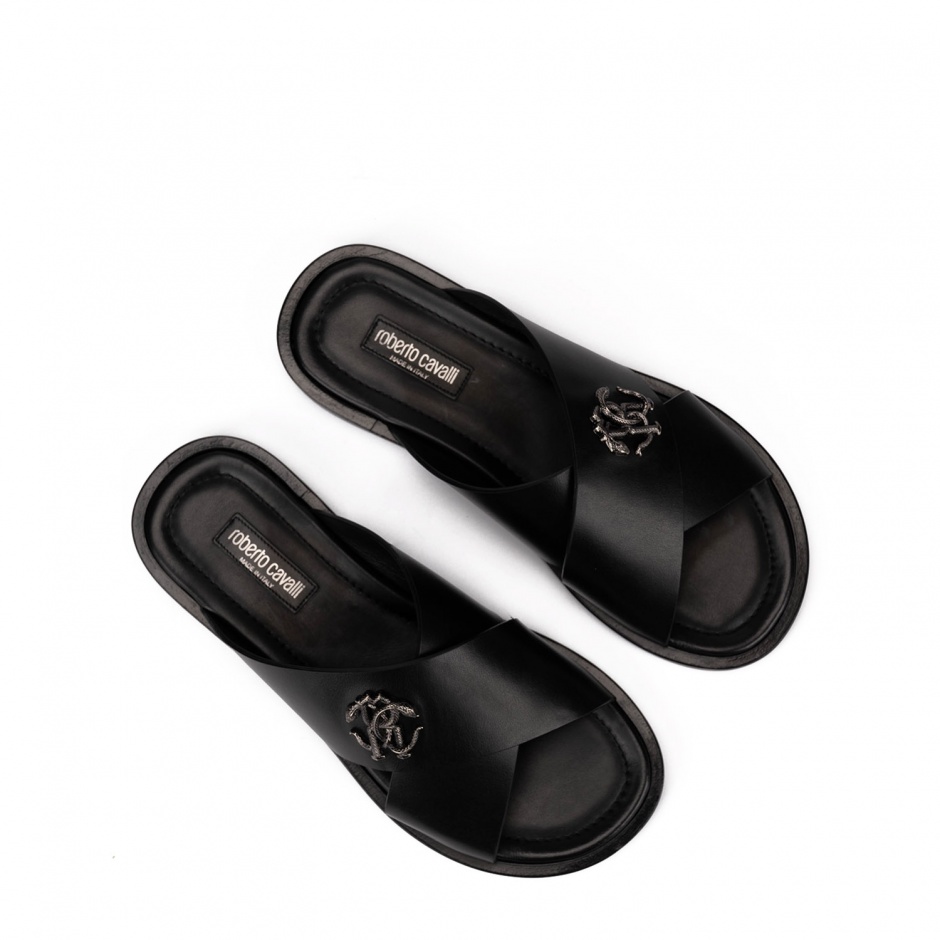 Roberto Cavalli Papuci piele negri bărbați - vezi 3 - Pepina.ro Roberto Cavalli Papuci piele negri bărbați - vezi 3