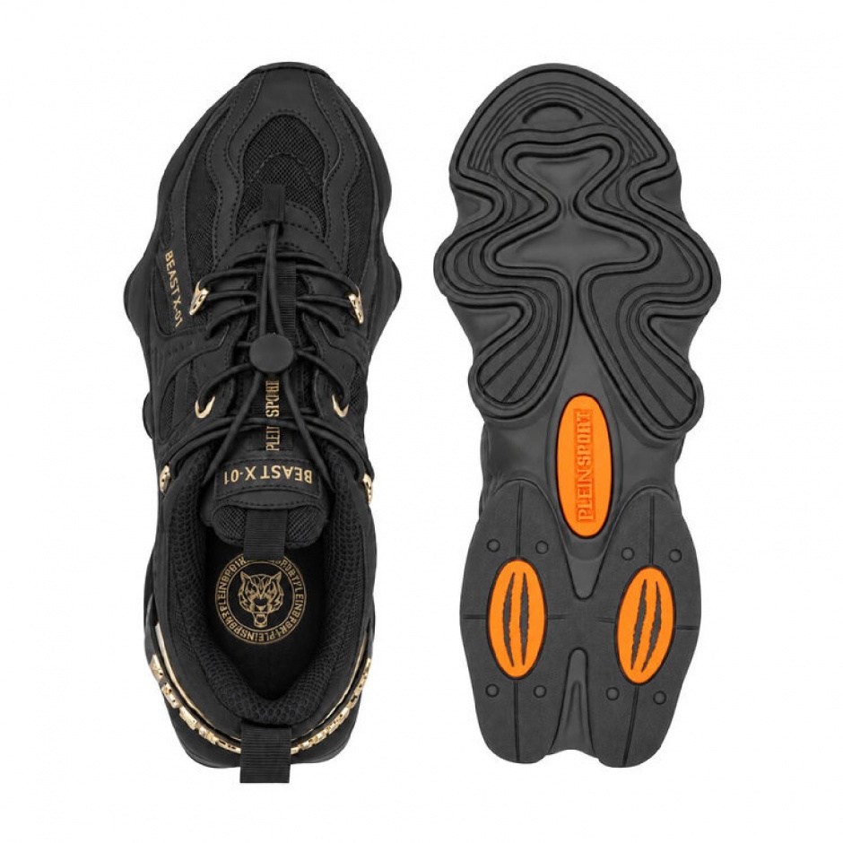 PLEIN SPORT Adidași bărbați negri BEAST X-01 NAPPA - vezi 4
