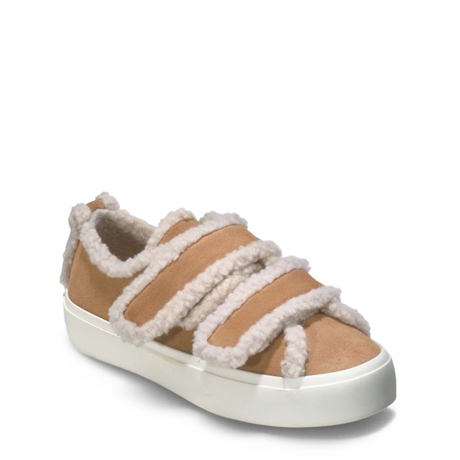 INUIKII Pantofi damă bej Shearling Low Velcro - vezi 2