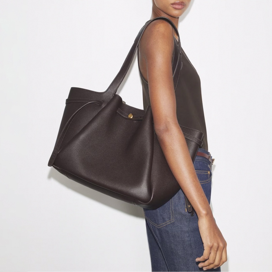 TORY BURCH Geantă damă maro din piele ROMY - vezi 3