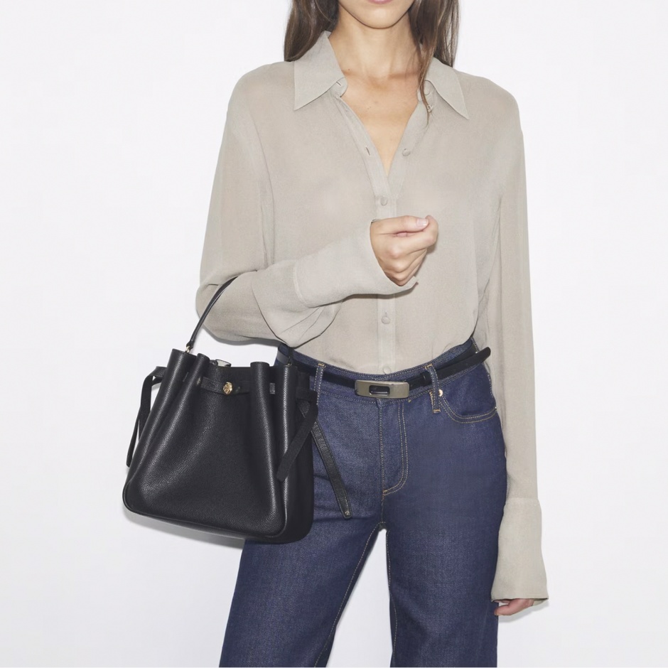 TORY BURCH Geantă neagră damă Romy Bucket - vezi 3