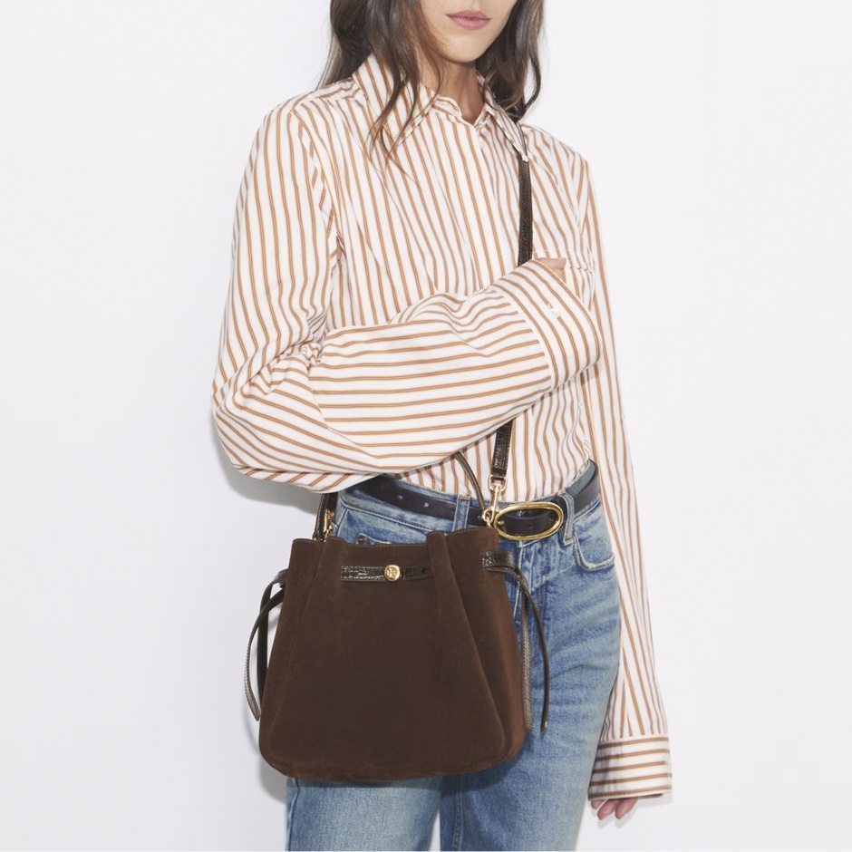 TORY BURCH Geantă maro damă Romy Bucket - vezi 3