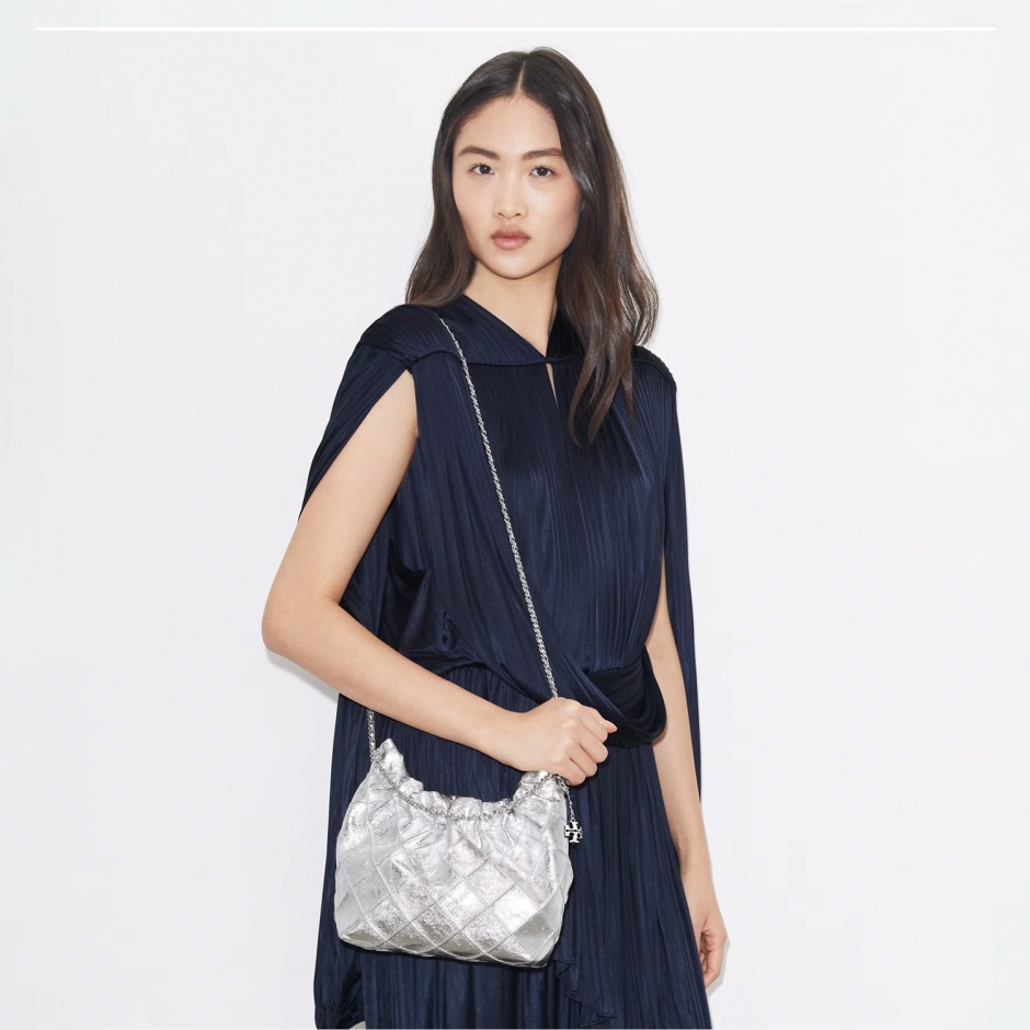 TORY BURCH Geantă damă argintie hobo MINI FLEMING - vezi 3