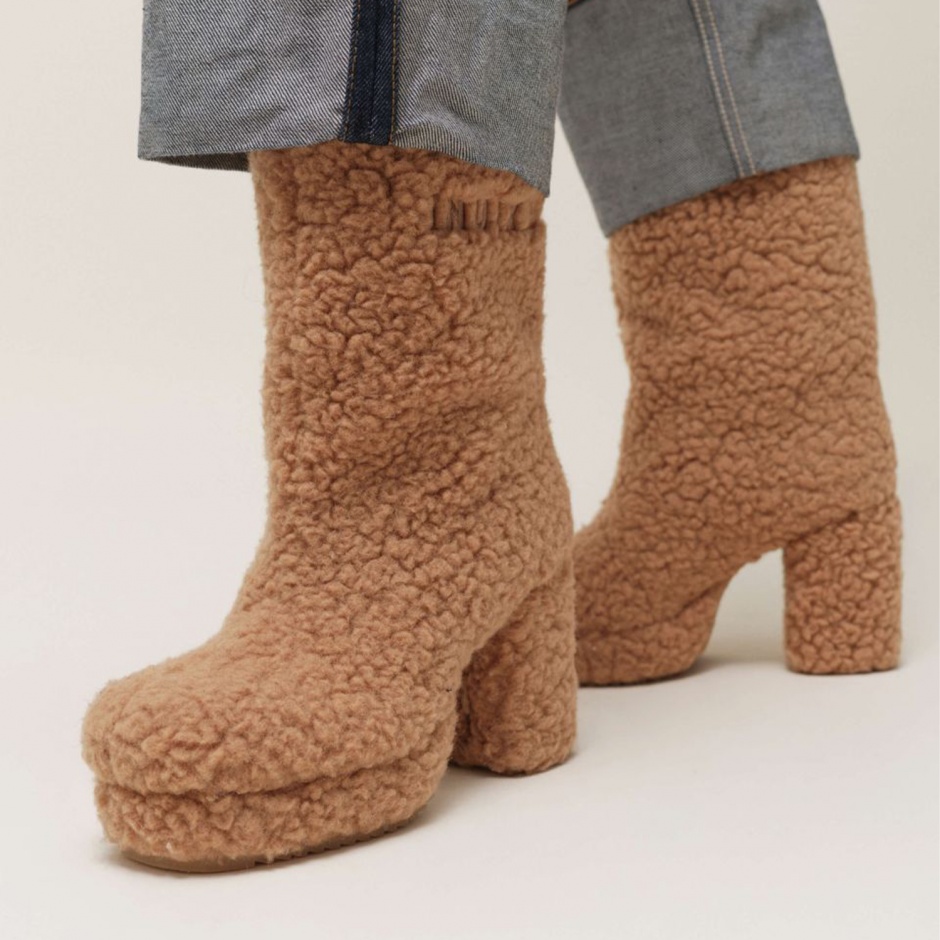 INUIKII Cizme damă din blană Curly High Heel - vezi 3